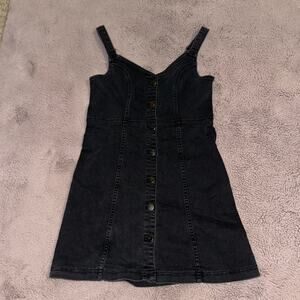 BDG Urban Outfitters Black Denim Overall Button Dress Size Medium